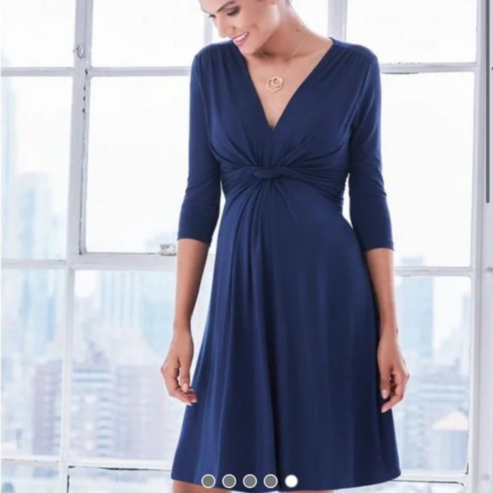Seraphine - Dark blue long sleeve knot dress - size 4 - New Without Tags